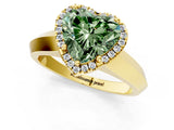 Yellow gold Fancy Green Heart  Halo Diamond Ring with Cathedral Band and Four-Prong Setting_35