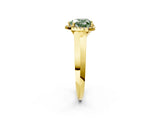 Yellow gold Fancy Green Heart  Halo Diamond Ring with Cathedral Band and Four-Prong Setting_36
