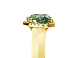 Yellow gold Fancy Green Heart  Halo Diamond Ring with Cathedral Band and Four-Prong Setting_39