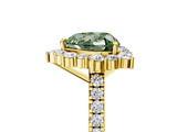 Yellow gold Fancy Green Heart  Halo Diamond Ring with Pavé Band and Prong Setting_22