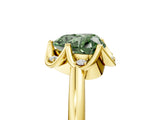 Yellow gold Fancy Green Heart  Halo Diamond Ring with Round Cluster Setting, Solitaire Band, and Four-Prong Setting_55