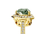 Yellow gold Fancy Green Heart  Halo Diamond Ring with Split Shank and Four-Prong Setting_5