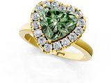 Yellow gold Fancy Green Heart  Halo Diamond Solitaire with Pavé Band and Four-Prong Setting_18