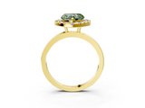 Yellow gold Fancy Green Heart  Halo Diamond Solitaire with Pavé Band and Four-Prong Setting_20