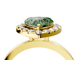 Yellow gold Fancy Green Heart  Halo Diamond Solitaire with Pavé Band and Four-Prong Setting_21