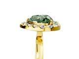 Yellow gold Fancy Green Heart  Halo Diamond Solitaire with Pavé Band and Four-Prong Setting_22