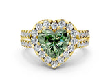 Yellow gold Fancy Green Heart  Halo Diamond Split Shank Engagement Ring with Prong Setting_39
