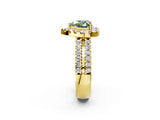 Yellow gold Fancy Green Heart  Halo Diamond Split Shank Engagement Ring with Prong Setting_41