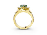 Yellow gold Fancy Green Heart  Halo Diamond Split Shank Engagement Ring with Prong Setting_42