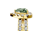 Yellow gold Fancy Green Heart  Halo Diamond Split Shank Engagement Ring with Prong Setting_44