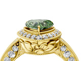 Yellow gold Fancy Green Heart  Halo Diamond Split Shank Ring with Milgrain Detail_33