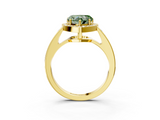 Yellow gold Fancy Green Heart  Halo Pavé Diamond Engagement Ring with Bezel Setting_3