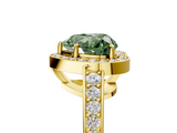 Yellow gold Fancy Green Heart  Halo Pavé Diamond Engagement Ring with Bezel Setting_5