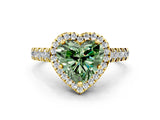 Yellow gold Fancy Green Heart  Halo Pavé Diamond Engagement Ring with Four-Prong Setting_26