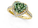 Yellow gold Fancy Green Heart  Halo Pavé Diamond Engagement Ring with Four-Prong Setting_27