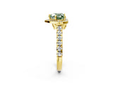 Yellow gold Fancy Green Heart  Halo Pavé Diamond Engagement Ring with Four-Prong Setting_28