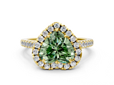 Yellow gold Fancy Green Heart  Halo Pavé Diamond Engagement Ring with Four-Prong Setting_3