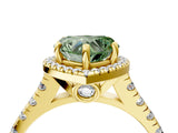 Yellow gold Fancy Green Heart  Halo Pavé Diamond Engagement Ring with Four-Prong Setting_30