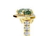 Yellow gold Fancy Green Heart  Halo Pavé Diamond Engagement Ring with Four-Prong Setting_31