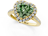 Yellow gold Fancy Green Heart  Halo Pavé Diamond Engagement Ring with Four-Prong Setting_4