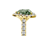 Yellow gold Fancy Green Heart  Halo Pavé Diamond Engagement Ring with Four-Prong Setting_8