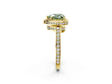 Yellow gold Fancy Green Heart  Halo Pave Band Solitaire Ring with Prong Setting_31