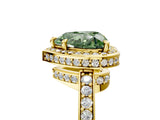 Yellow gold Fancy Green Heart  Halo Pave Band Solitaire Ring with Prong Setting_34