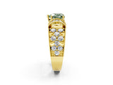 Yellow gold Fancy Green Heart  Halo Pave Diamond Engagement Ring with Milgrain Detailing_31