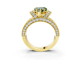 Yellow gold Fancy Green Heart  Halo Pave Diamond Engagement Ring with Milgrain Detailing_32