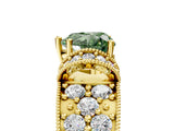 Yellow gold Fancy Green Heart  Halo Pave Diamond Engagement Ring with Milgrain Detailing_34