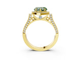 Yellow gold Fancy Green Heart  Halo Pave Split Shank Prong Setting Ring_120