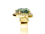 Yellow gold Fancy Green Heart  Halo Pave Split Shank Prong Setting Ring_122