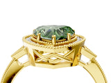 Yellow gold Fancy Green Heart  Halo Round Diamond Milgrain Pave Engagement Ring_7