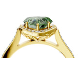 Yellow gold Fancy Green Heart  Halo Round Diamond Pave Band with Four-Prong Setting_42