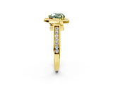 Yellow gold Fancy Green Heart  Halo Solitaire Diamond Ring with Pave Band and Bezel Setting_30