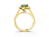 Yellow gold Fancy Green Heart  Halo Solitaire Diamond Ring with Pave Band and Bezel Setting_31