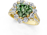 Yellow gold Fancy Green Heart  Halo Split Shank Diamond Engagement Ring with Pave Band and Four-Prong Setting_1