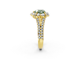 Yellow gold Fancy Green Heart  Halo Split Shank Diamond Engagement Ring with Pave Band and Four-Prong Setting_2