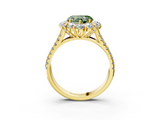 Yellow gold Fancy Green Heart  Halo Split Shank Diamond Engagement Ring with Pave Band and Four-Prong Setting_3