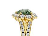 Yellow gold Fancy Green Heart  Halo Split Shank Diamond Engagement Ring with Pave Band and Four-Prong Setting_5