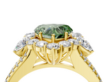 Yellow gold Fancy Green Heart  Halo Split Shank Diamond Engagement Ring with Prong Setting_4