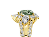 Yellow gold Fancy Green Heart  Halo Split Shank Diamond Engagement Ring with Prong Setting_5