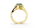 Yellow gold Fancy Green Heart  Halo Split Shank Diamond Ring with Four-Prong Setting_3