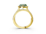 Yellow gold Fancy Green Heart  Halo Split Shank Diamond Ring with Pavé Setting 3