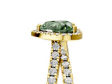 Yellow gold Fancy Green Heart  Halo Split Shank Diamond Ring with Pavé Setting 5