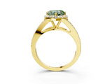 Yellow gold Fancy Green Heart  Halo Split Shank Pave Diamond Ring with Four-Prong Setting_32