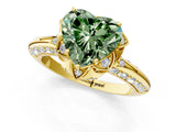 Yellow gold Fancy Green Heart  Halo Split Shank Pave Diamond Ring with Petal Prong Setting_21