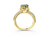 Yellow gold Fancy Green Heart  Halo Split Shank Pave Diamond Ring with Petal Prong Setting_23