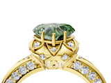 Yellow gold Fancy Green Heart  Halo Split Shank Pave Diamond Ring with Petal Prong Setting_24