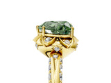 Yellow gold Fancy Green Heart  Halo Split Shank Pave Diamond Ring with Petal Prong Setting_25